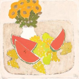 Stilleben med druvor och blommor Stilleben med druvor och blommor