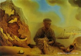 Fiskare från Port Lligat lagar sitt nät Fiskare från Port Lligat lagar sitt nät