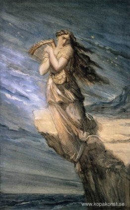 Sappho hoppar in i havet från Leukadiska udden Sappho hoppar in i havet från Leukadiska udden