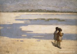 Två barn på stranden Två barn på stranden
