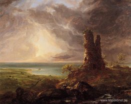 Romantiskt landskap med ruinerat torn Romantiskt landskap med ruinerat torn