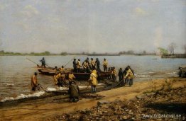 Shad Fishing vid Gloucester vid Delawarefloden Shad Fishing vid Gloucester vid Delawarefloden