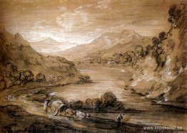 Bergigt Landskap Med Vagn Och Figurer Bergigt Landskap Med Vagn Och Figurer