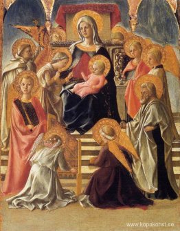 Madonna och barn tronade med heliga Madonna och barn tronade med heliga