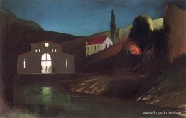 Elstation vid Jajce på natten Elstation vid Jajce på natten