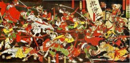 Tokugawa med hjälp från Jodo-munkarna i Daijuji-templet i Okizak Tokugawa med hjälp från Jodo-munkarna i Daijuji-templet i Okizak