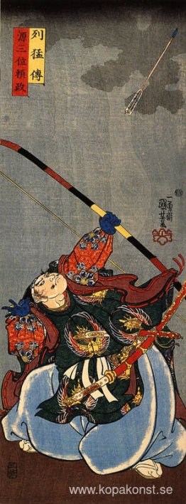 Yorimasa skjuter på monstret Nuye Yorimasa skjuter på monstret Nuye