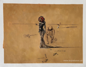 Kvinna med blomhuvud