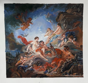 Vulcan presenterar vapen till Venus för Aeneas  