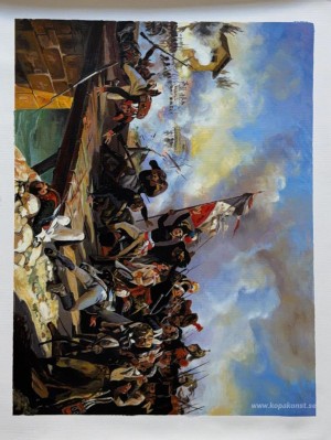 Napoleon Bonaparte leder sina trupper över Arcols bron