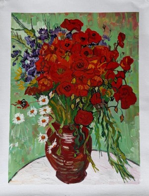 Röda vallmo och tusenskönor