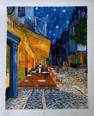 Café terrass på natten