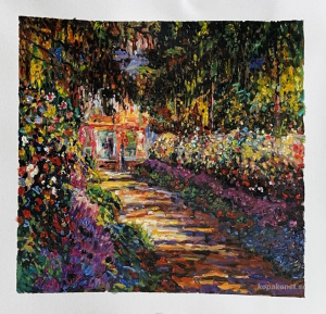 Väg i Monets trädgård i Giverny