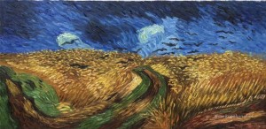 Wheatfield med kråkor