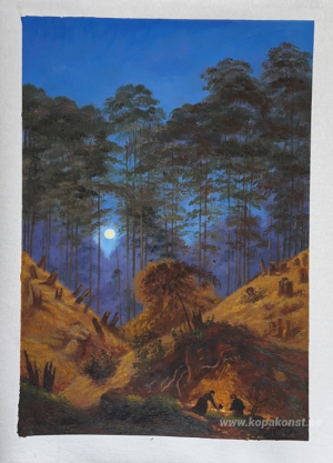 Inne i skogen under månskenet