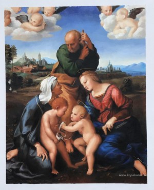 Den heliga familjen med heliga Elizabeth och Johannes