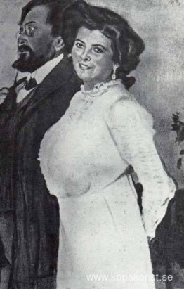 Porträtt av advokat Oscar Osipovich Grusenberg med sin fru (Rosa Porträtt av advokat Oscar Osipovich Grusenberg med sin fru (Rosa