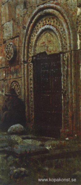 Ingångsdörren till kyrkan under Kazbek Ingångsdörren till kyrkan under Kazbek