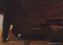 Interiören av jurtan av rika Kirghiz Interiören av jurtan av rika Kirghiz