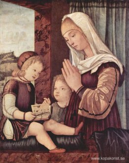 Jungfru Maria och Johannes Döparen, ber till barnet Kristus Jungfru Maria och Johannes Döparen, ber till barnet Kristus