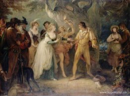 En scen från "As You Like It" av William Shakespeare En scen från "As You Like It" av William Shakespeare