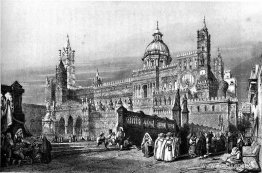 Palermo katedral, teckning av Leitch, gravyr av J.H. Le Keux Palermo katedral, teckning av Leitch, gravyr av J.H. Le Keux