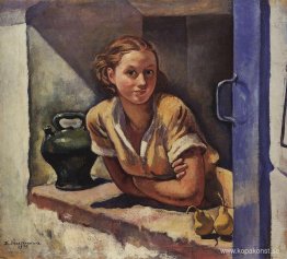 Collioure. Katia på terrassen Collioure. Katia på terrassen